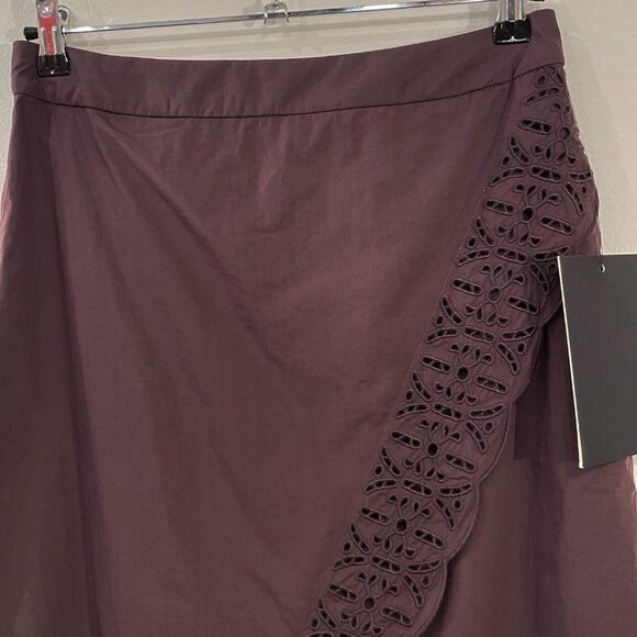 New Tuckernuck Townes 100% Cotton Embroidered Wrap Midi Skirt Brown 6 $228 - Picture 4 of 6